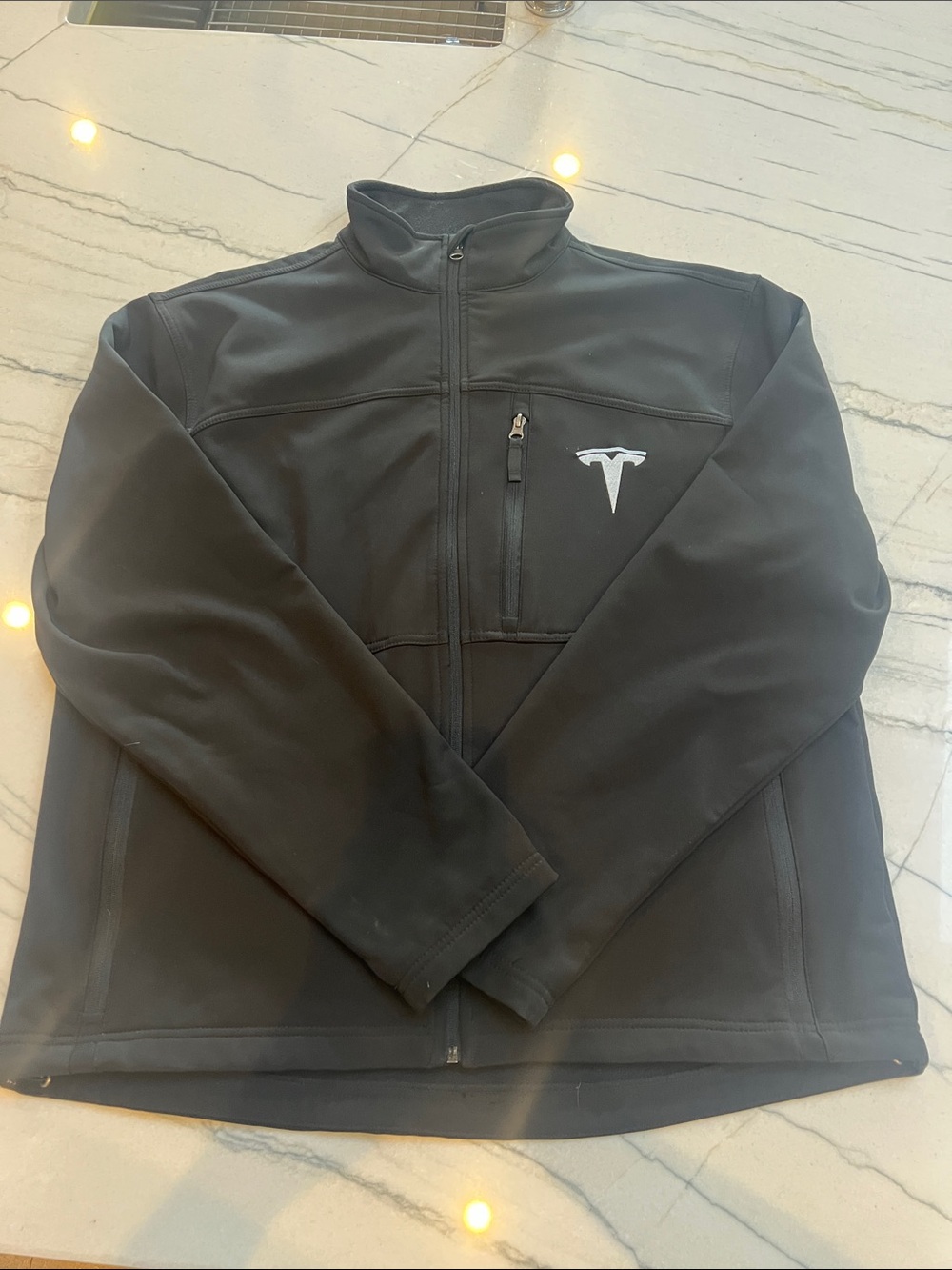 Tesla Men's Black Zip-Up Softshell Jacket with Chest and Back logo